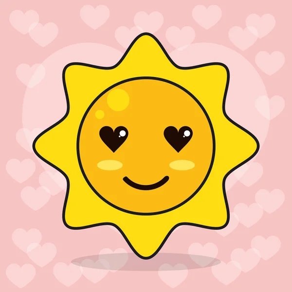 Emoticon zon liefde ogen — Stockvector