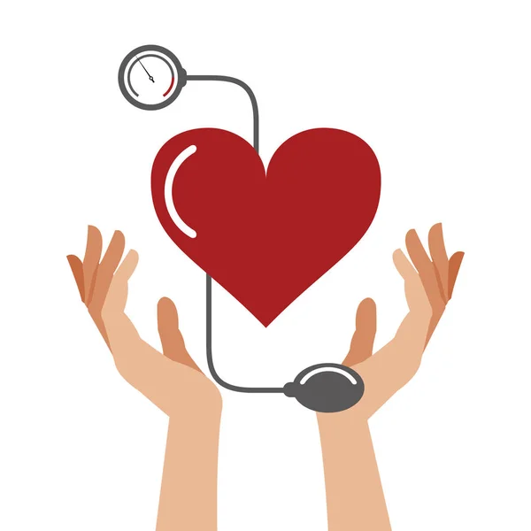 Pressão cardíaca símbolo de cuidados de saúde — Vetor de Stock