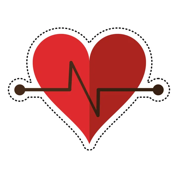 Cartoon heart beat fitness symbool — Stockvector