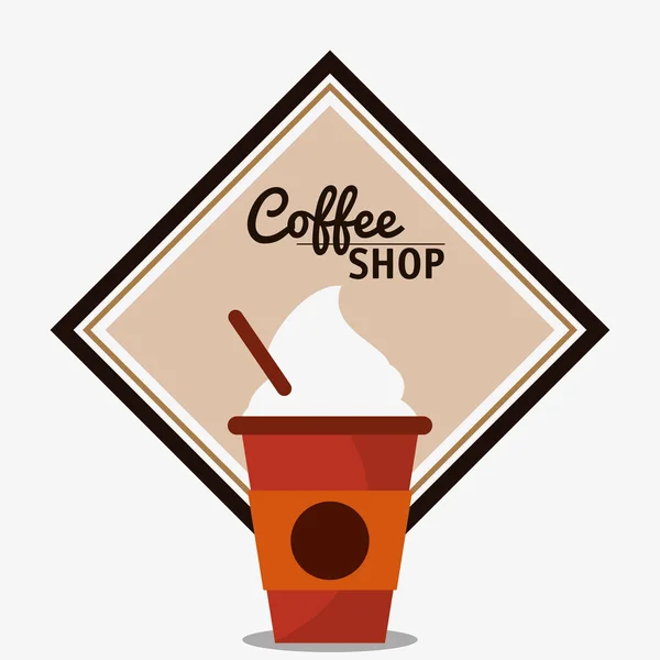 Kahve Dükkanı Kupası taşınabilir ve saman — Stok Vektör