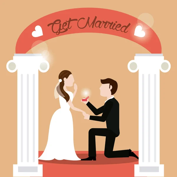 Couple se marier - homme proposant femme — Image vectorielle
