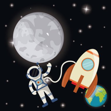 ay astronot Toprak raketi