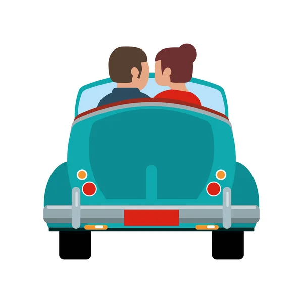 Пара водитель автомобиль романтический — стоковый вектор
