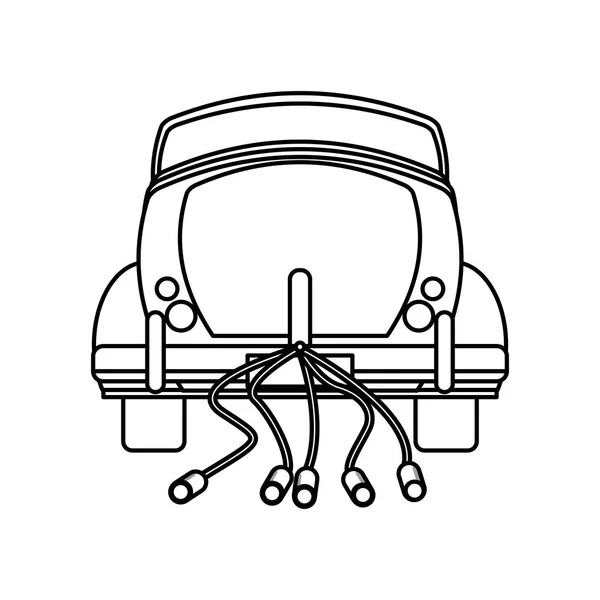 Contorno de la boda vintage coche — Vector de stock