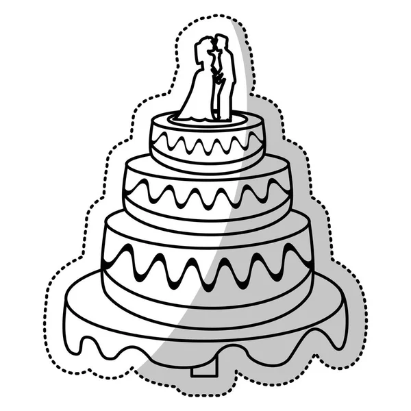 Svatební dort pár osnovy — Stockový vektor
