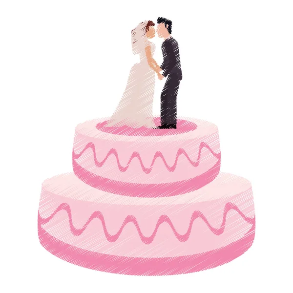 Rysunek tort para ślub deser — Wektor stockowy