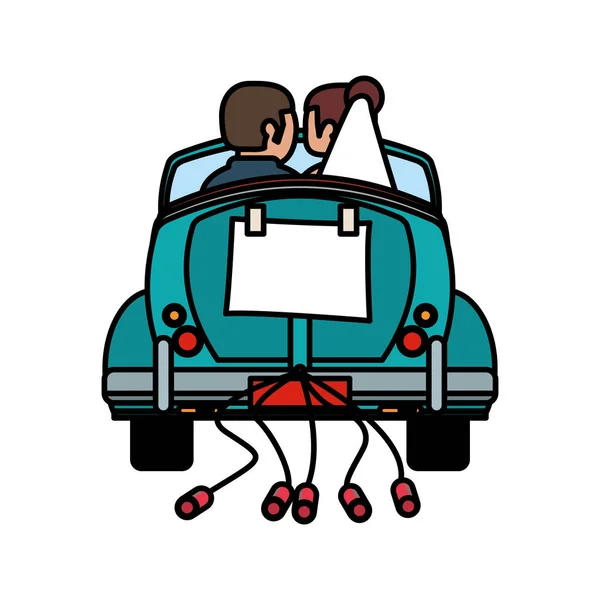 Couple just married car — Stock Vector