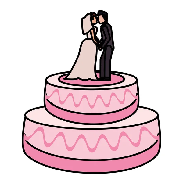 Sobremesa de casal de bolo de casamento — Vetor de Stock