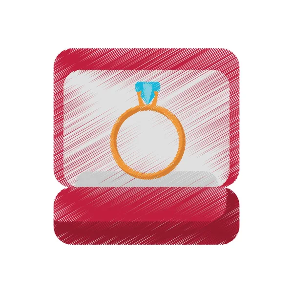 Drawing box golden ring wedding symbol — Stock Vector