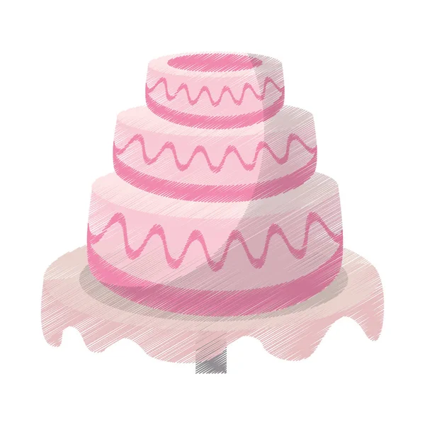 Pastel de dibujo postre de boda — Vector de stock