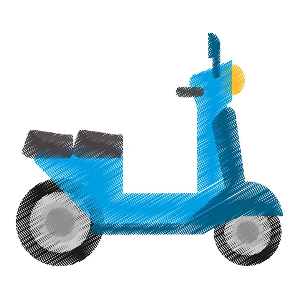 Drawing blue scooter transport vehicle image — Stock Vector