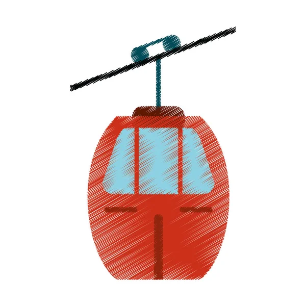 Drawing red cable car transport image — Stock Vector