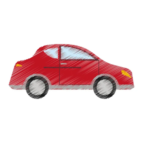 Dibujo rojo coche sedán transporte de vehículos — Vector de stock