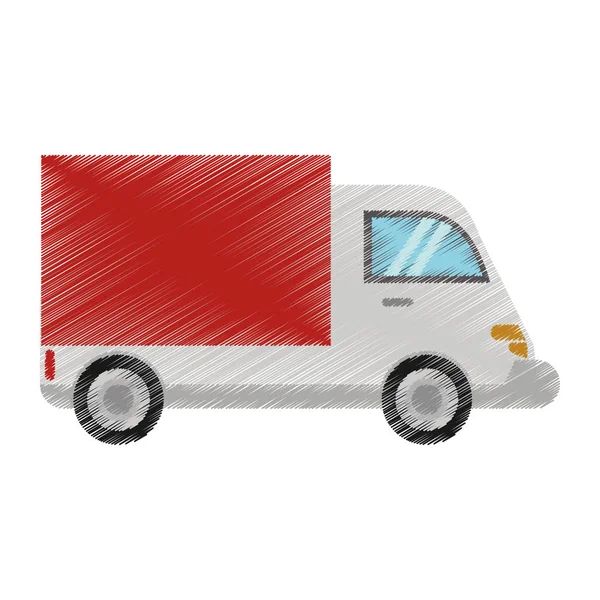 Çizim kamyon teslimat ulaşım görüntü — Stok Vektör