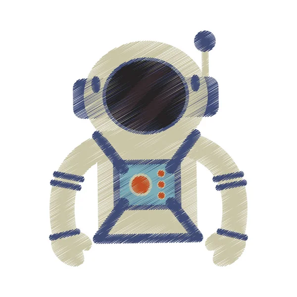 Dibujo astronauta traje casco espacio — Vector de stock
