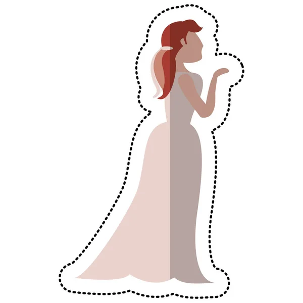 Brud bröllop stående pose — Stock vektor