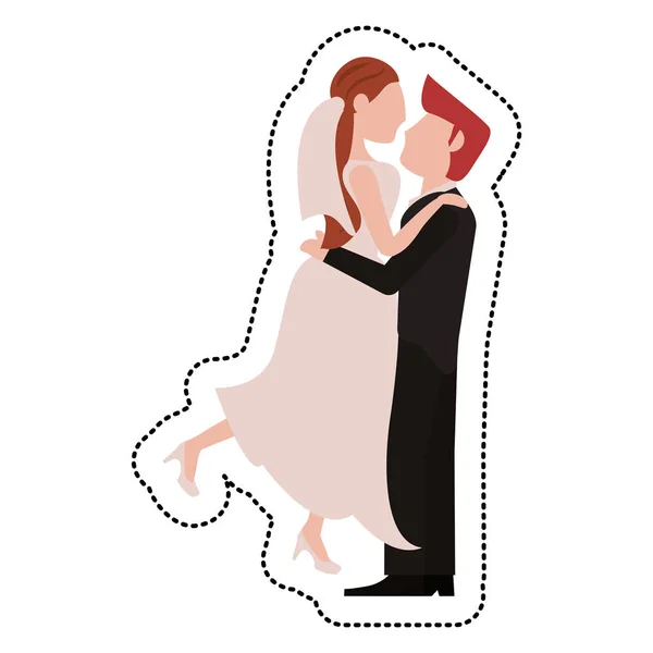 Groon sollevamento sposa romantica — Vettoriale Stock