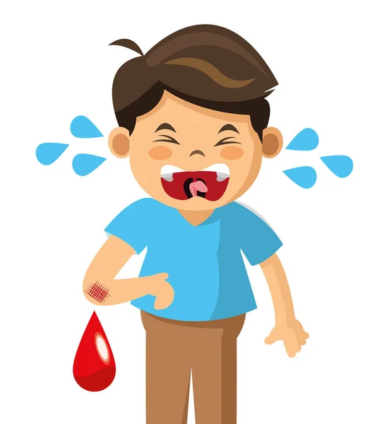 Weinen Jungen Blutschmerz — Stockvektor