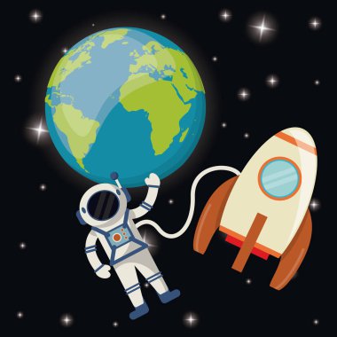 Planet earth astronot Roket uzaysal