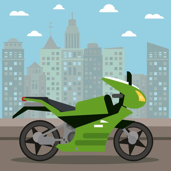 Motocicleta transporte ciudad noche — Vector de stock