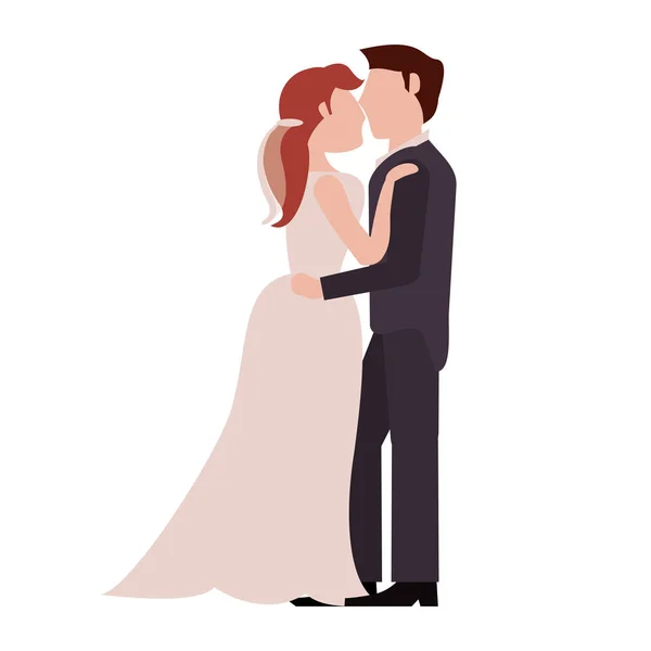 Paar omhelzing net getrouwd — Stockvector