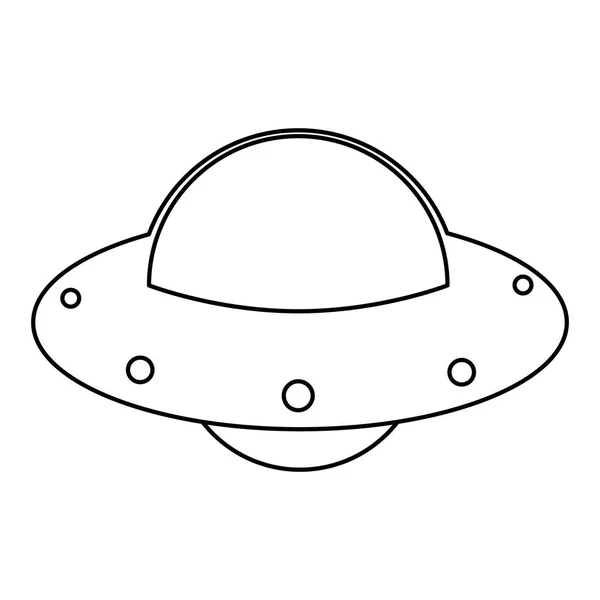 UFO statek kosmiczny lot konturu obrazu — Wektor stockowy