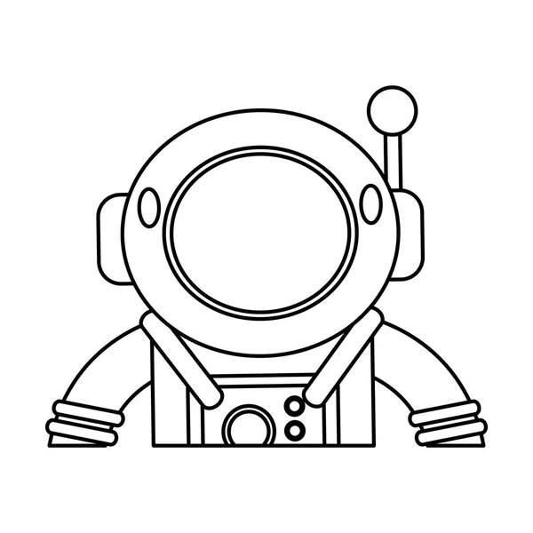 Astronauta casco tuta spazio contorno — Vettoriale Stock