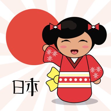 Kokeshi bebek süsleyici resim