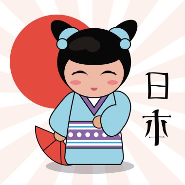 Kokeshi bebek süsleyici resim