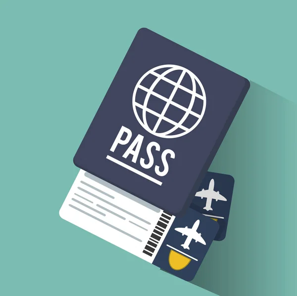 Passaporte passagens aéreas férias — Vetor de Stock