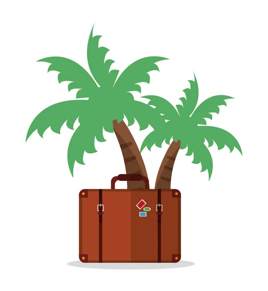 Palmy z wakacje walizka — Wektor stockowy