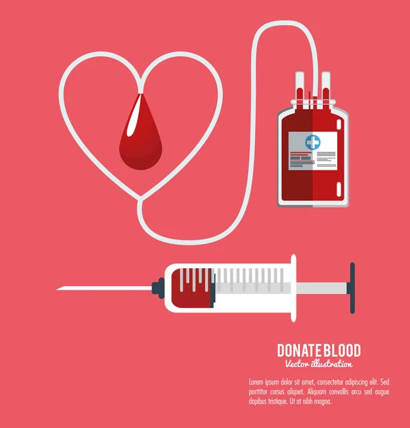 Donate blood equipment care — Stock Vector