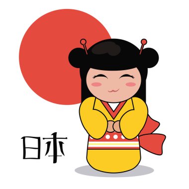 Kokeshi bebek süsleyici resim