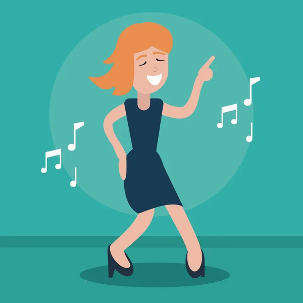 Femme heureuse musique danse — Image vectorielle