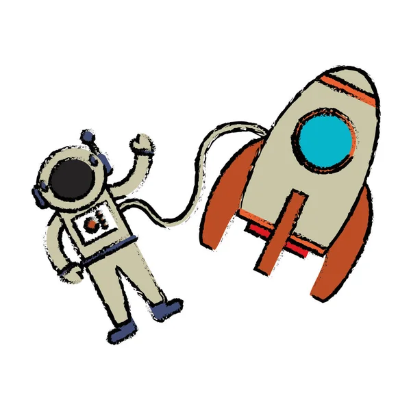 Astronaut raket zwevende afbeelding — Stockvector