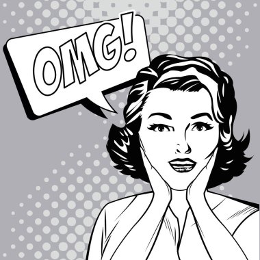 kadın omg ifade komik pop sanat