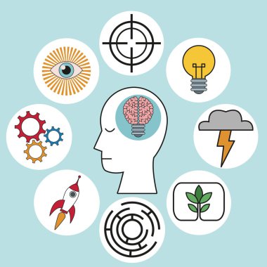 profil insan kafası yaratıcılık yenilik simgeler beyin