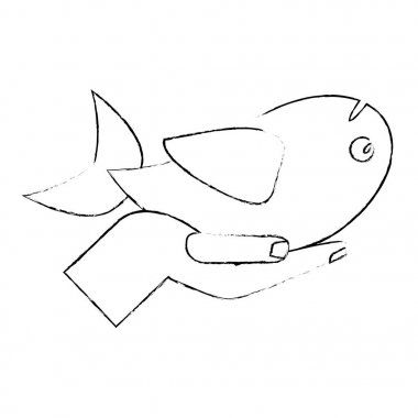 Balık yemek çarpma dini kroki ile el