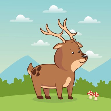 manzara ile sevimli geyik hayvan bebek