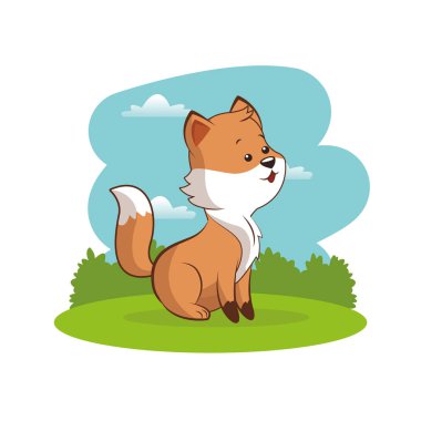 manzara ile şirin fox hayvan bebek