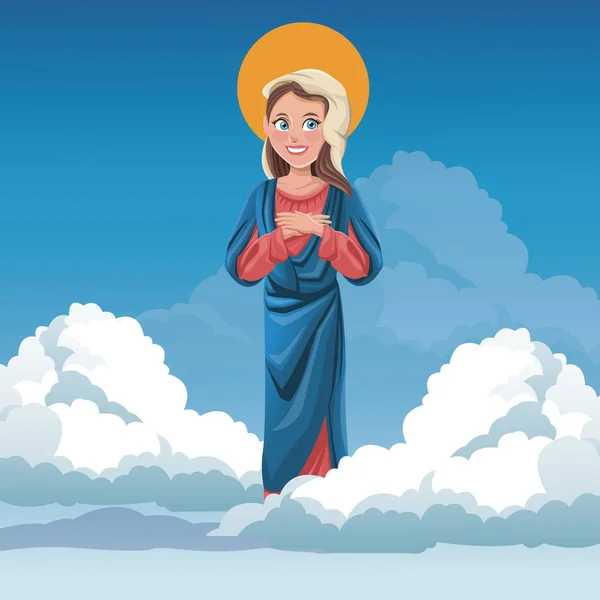 Vierge Marie nuage spirituel ciel bakcground — Image vectorielle