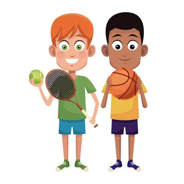 Drenge sport tennis og basketball design – Stock-vektor