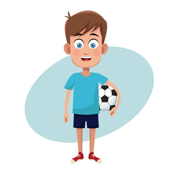 Jongen sport voetbal afbeelding — Stockvector