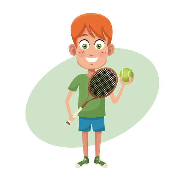 Chłopiec sport tenis obrazu — Wektor stockowy