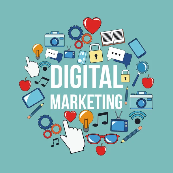 Network di marketing digitale business media design — Vettoriale Stock