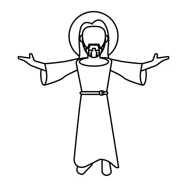 Jesus christ blessed faith outline — Stock Vector