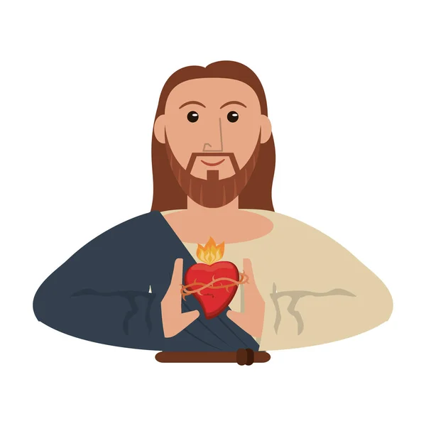 Jesucristo con el corazón sagrado — Vector de stock