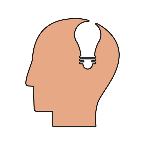Profile head idea light icon — Stock Vector