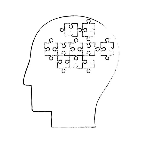 Head human puzzle creativity sketch — Stock Vector