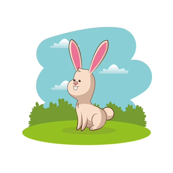 Niedliches Kaninchen Tier mit Landschaft — Stockvektor